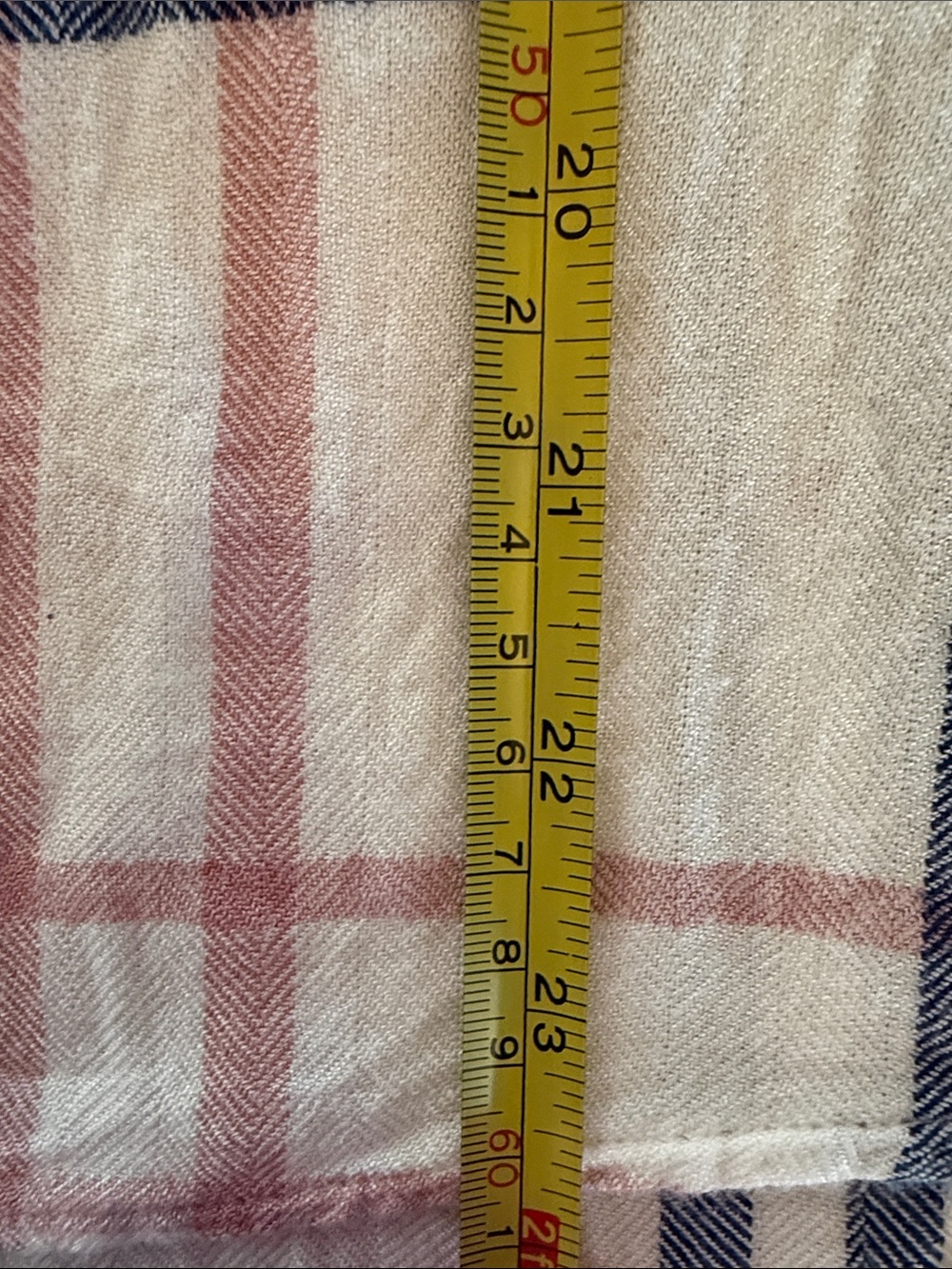 Plaid Button-Front Woman’s Shirt -  White & Pink & Navy Stripe. - Picture 8 of 9